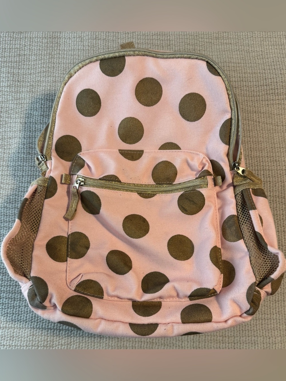 Emily & Merritt Gold Polka Dot Backpack for Pottery Barn Kids